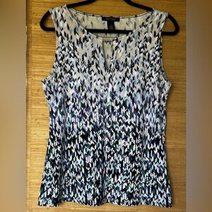 White House Black Market Black and White Fitted Tank Top